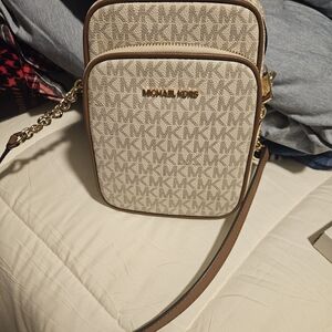 Michael Kors Cream and Gold Crossbody Bag